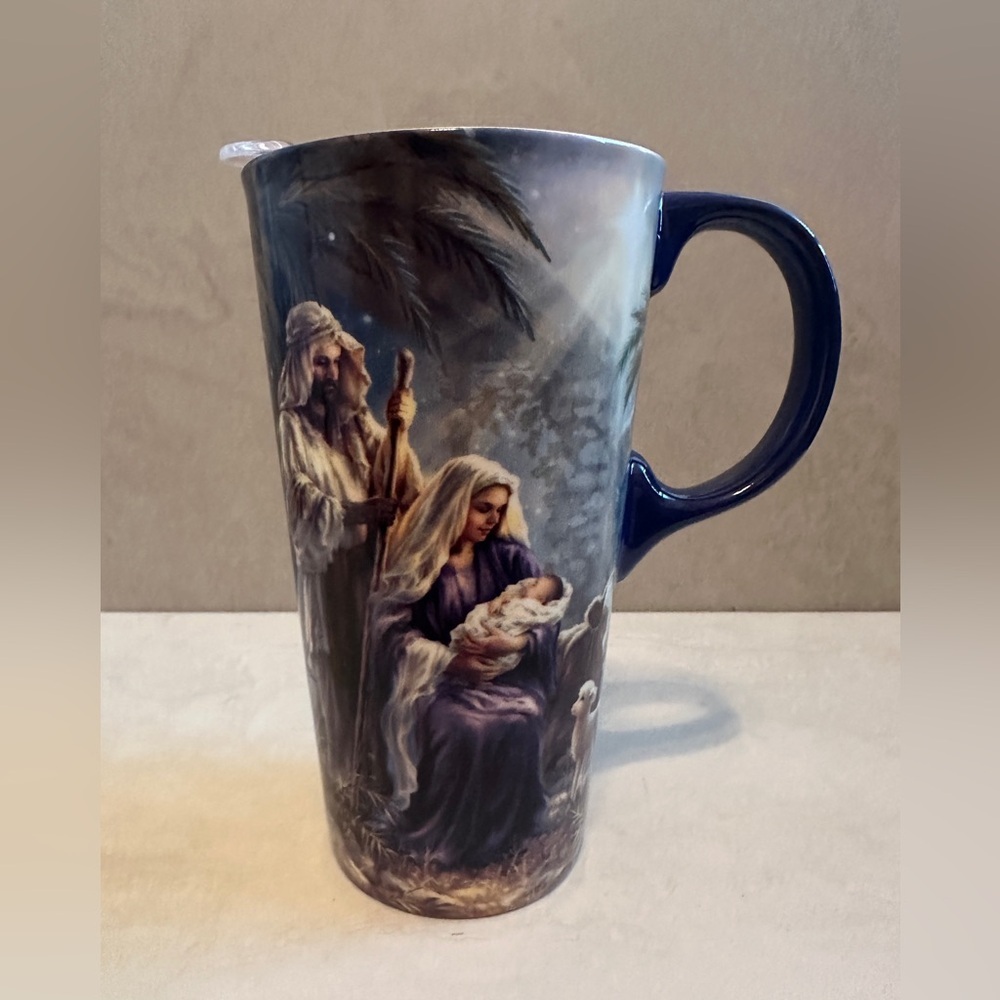 Cypress Home “Oh Night Divine” Holiday Ceramic Travel Cup with Matching Gift Box